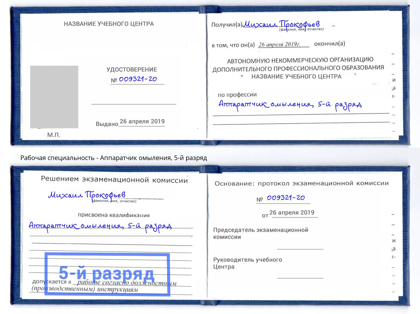 корочка 5-й разряд Аппаратчик омыления Сосновый Бор
