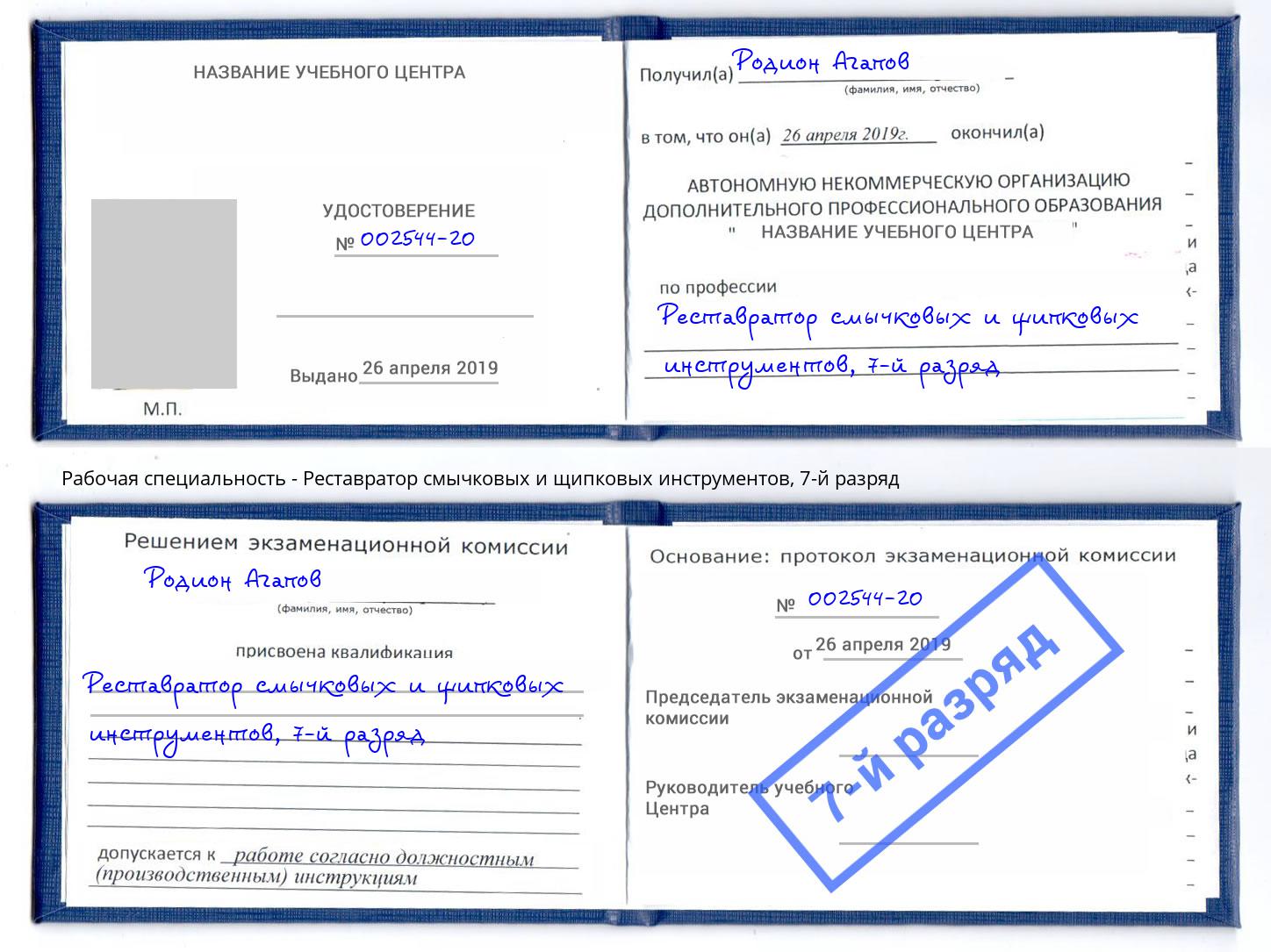 корочка 7-й разряд Реставратор смычковых и щипковых инструментов Сосновый Бор