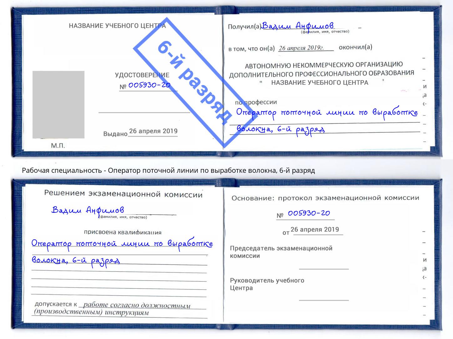 корочка 6-й разряд Оператор поточной линии по выработке волокна Сосновый Бор