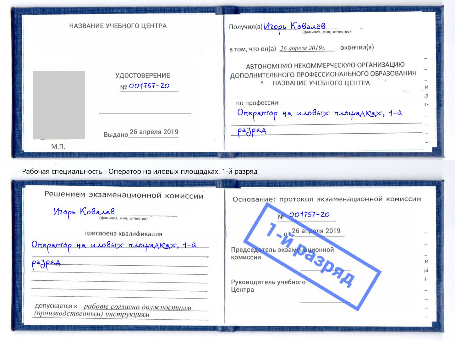 корочка 1-й разряд Оператор на иловых площадках Сосновый Бор