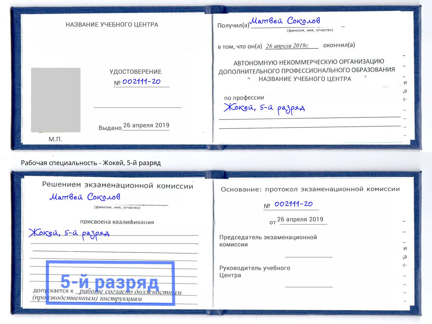 корочка 5-й разряд Жокей Сосновый Бор